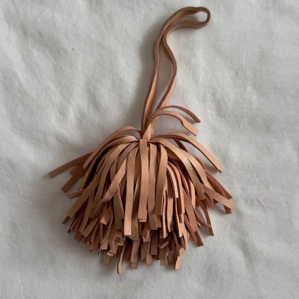 Clare V pink leather pom pom